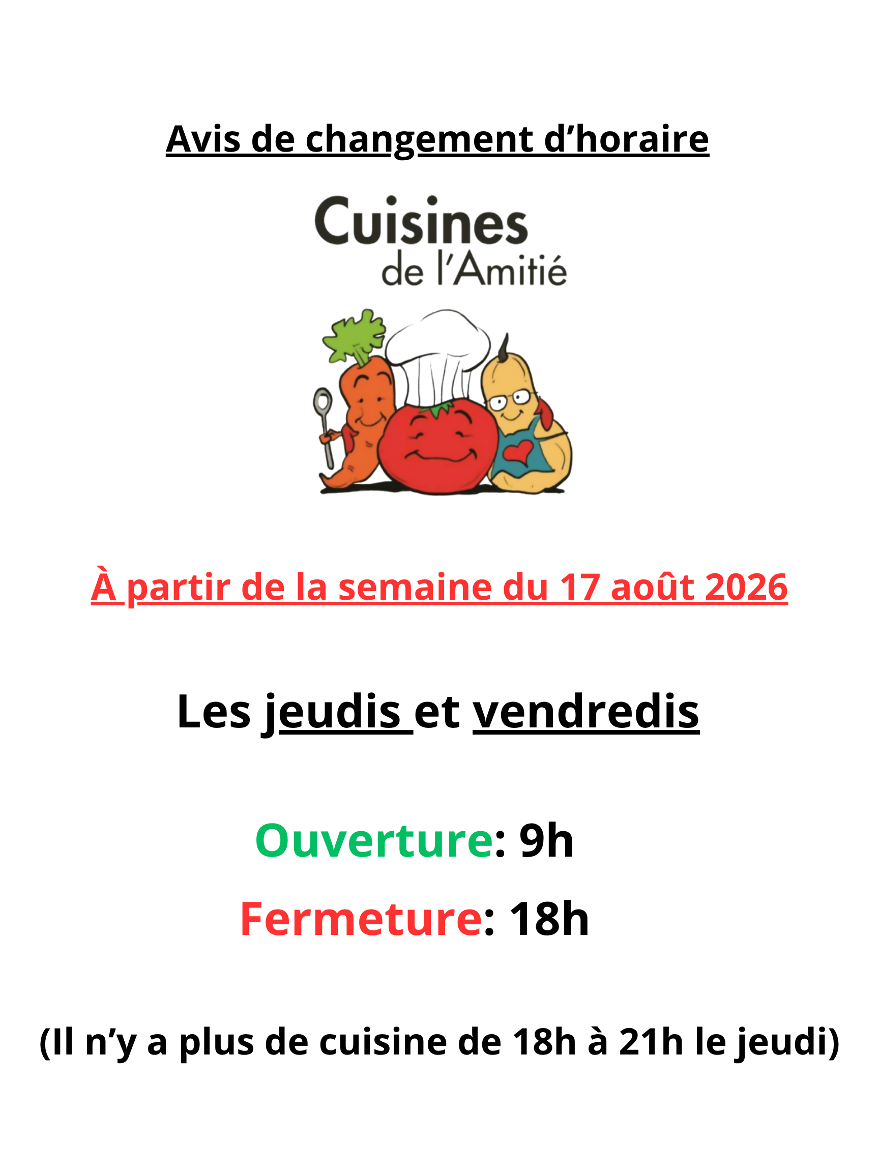horaire août